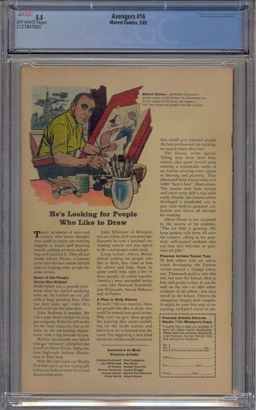 AVENGERS #16 CGC 5.5 HAWKEYE SCARLET WITCH QUICKSILVER JOIN AVENGERS