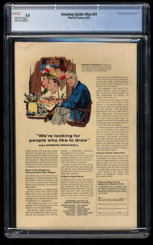 Amazing Spider-Man #51 CGC FN- 5.5 White Pages 2nd Appearance Kingpin!