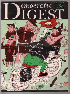 Democratic Digest 7/1957-DNC-Leo Hershfield cover-Ike-Nixon-Historic-VF