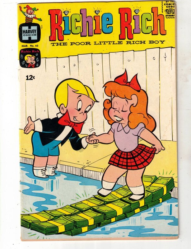 Richie Rich #43 1966 Mid-High-Grade VG/FN Richie escorts Gloria on Dollar Bricks