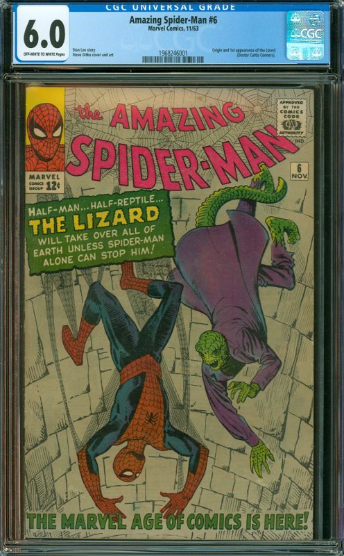 Amazing Spider-Man #6 CGC Graded 6.0 Origin and 1st apperance of the Lizard