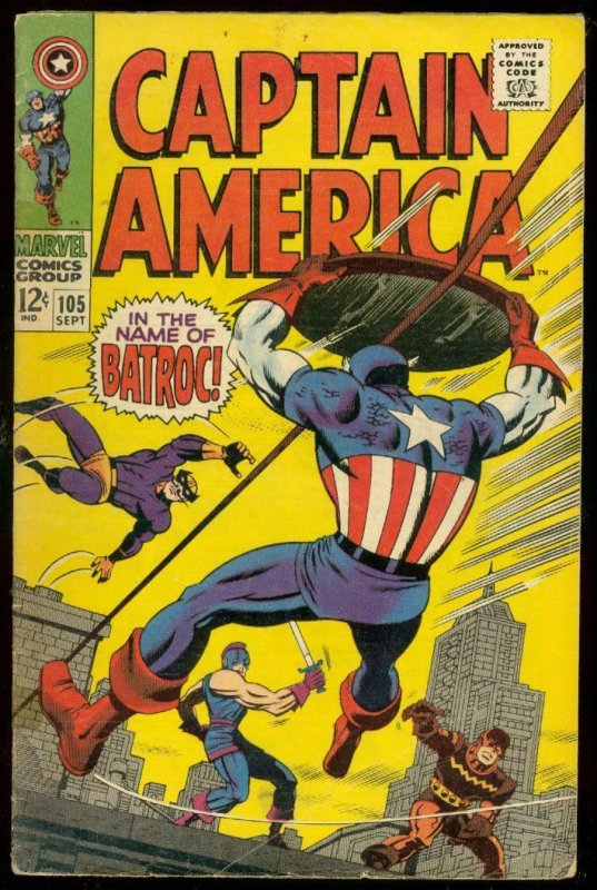 CAPTAIN AMERICA #105 1968-JACK KIRBY-MARVEL COMICS VG