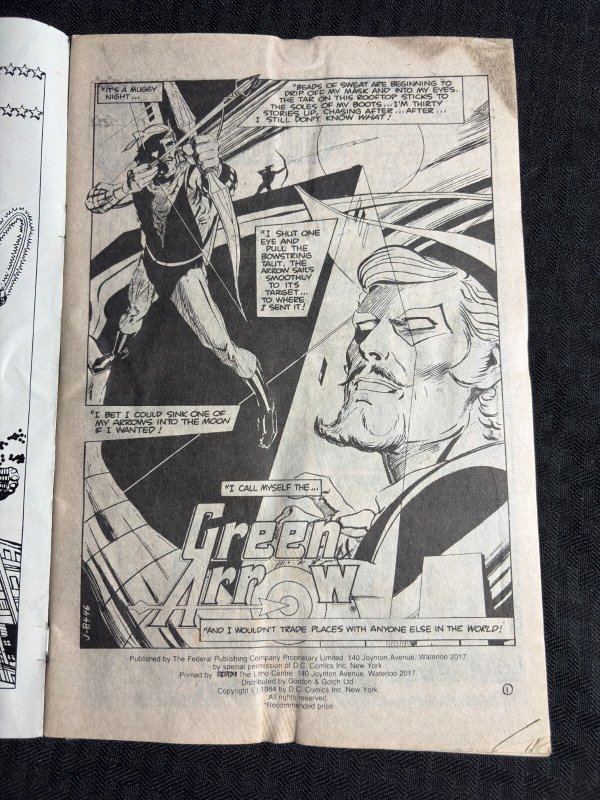 1984 GREEN ARROW Federal Comics #nn P/G 1.5 Australian Edition