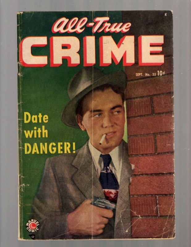 All True Crime # 35 VG Marvel Golden Age Comic Book Photo Cover Date Danger JK7