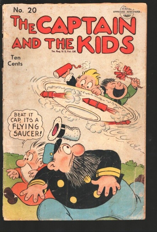 Captain and the Kids #20 1951-Flying saucer & fireworks cover cover-Spanking ...