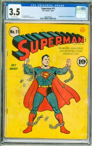 Superman #11 (1941) CGC 3.5 small crack top of slab