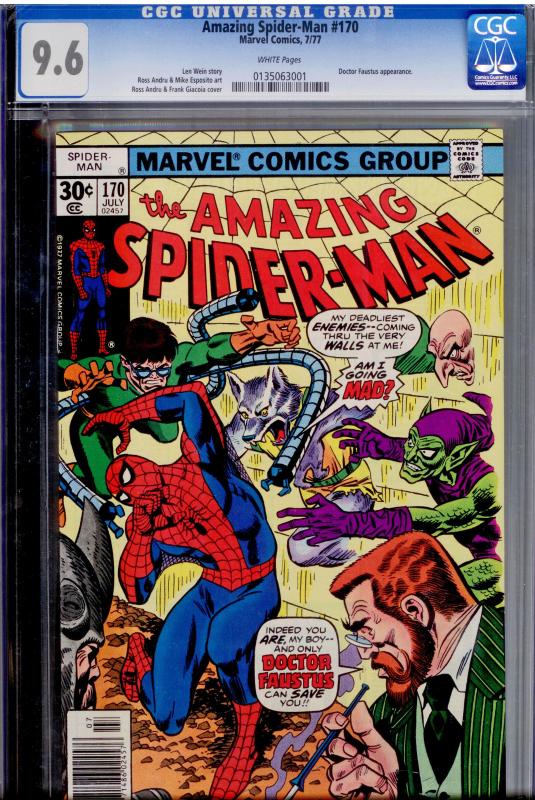 Amazing Spider-Man #170 CGC 9.6 WHITE pages  30¢ cover price