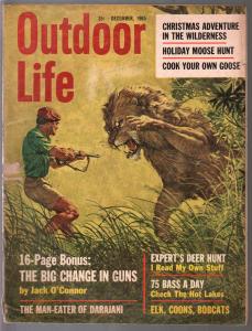 Outdoor Life 12/1965-animal attack cover-horror-Walter Baumhofer-gun ads-G-