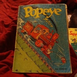 Vintage 1950 Popeye Comic Book #14 Dell Comics Runaway Train Sweet Pea Cover