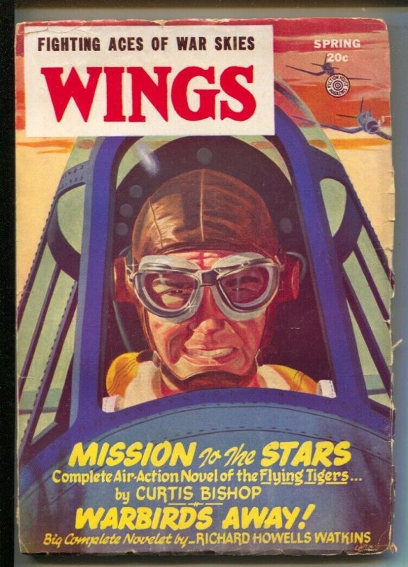 Wings 2/1946-Fiction House-Pilot portrait cover by George Gross-Violent pulp ...