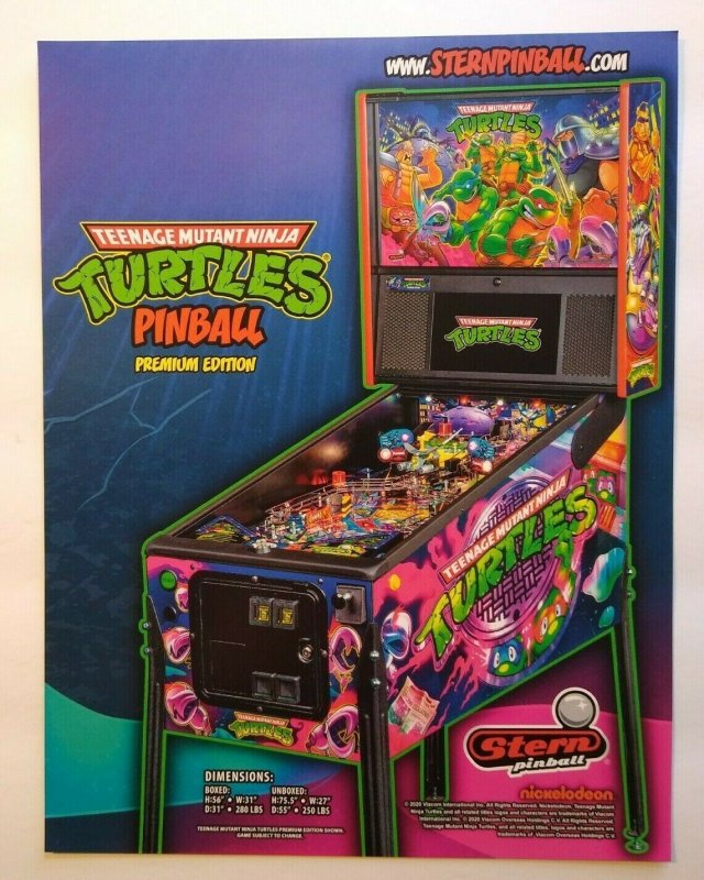 Teenage Mutant Ninja Turtles Premium Edition Pinball FLYER Art Game Sheet TNMT 