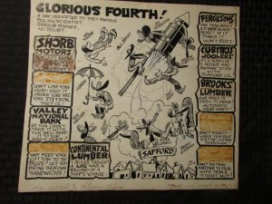 1958 Dick Calkins Sunday? Original Strip Art 12.5x11 Glorious Fourth Gag