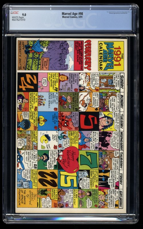 Marvel Age #98 CGC VF/NM 9.0 White Pages 1st Appearance Toxic Avenger!