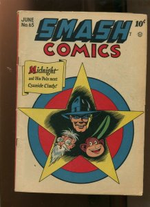 SMASH COMICS #65 (4.5) MIDNIGHT AND HIS PALS MEET CYANIDE CINDY! 1946