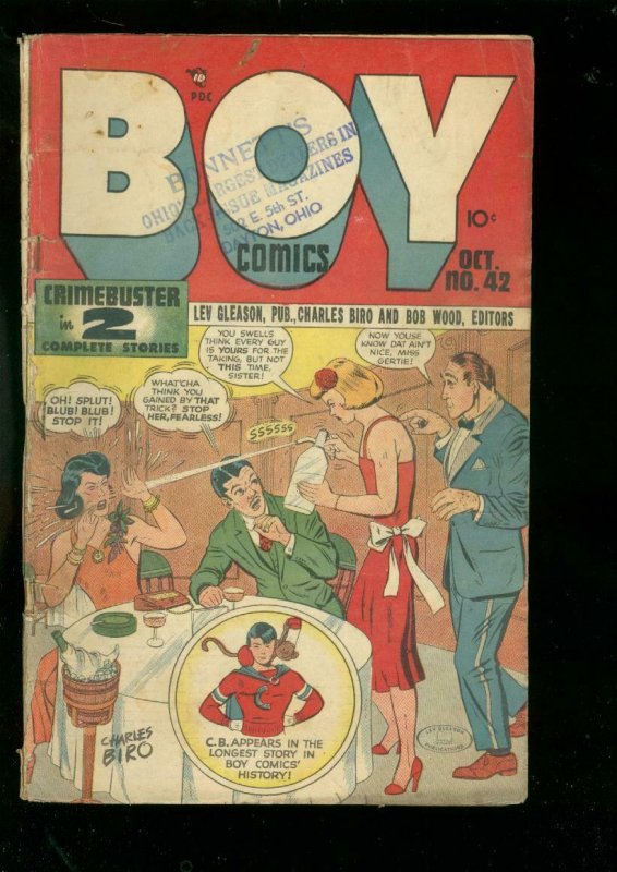 BOY COMICS #42 1948-CHARLES BIRO-WOMAN PUNCHED IN EYE G