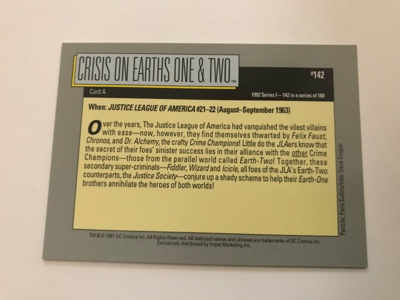 CRISIS ON INFINITE EARTHS #142 card : 1992 DC Universe Series 1, NM/M, Impel