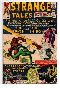 Strange Tales #128 - Doctor Strange - FF vs Scarlet Witch Quicksilver -1964 - VG 