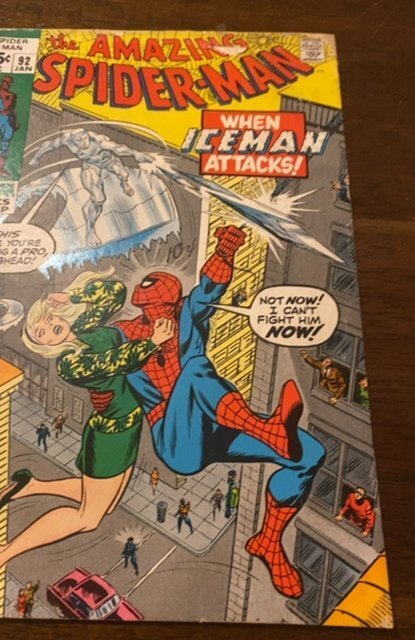 The Amazing Spider-Man #92 (1971)guest starring iceman see  description