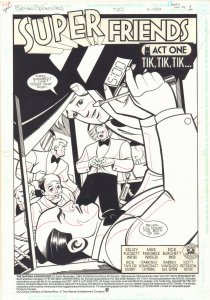 Batman Adventures #25 p. 1 - 'Super Friends' Title Splash 1994 by Mike Parobeck