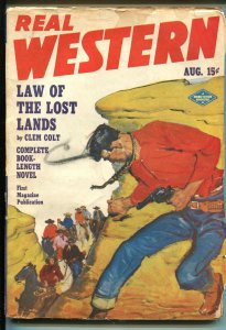 REAL WESTERN 8/1949-PULP-THRILLS-ACTION-vg/fn