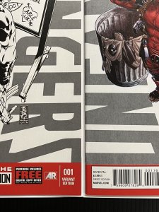UNCANNY AVENGERS #1 (2012) DEADPOOL Call Me Maybe REG + SKETCH SET PROSHIPPER
