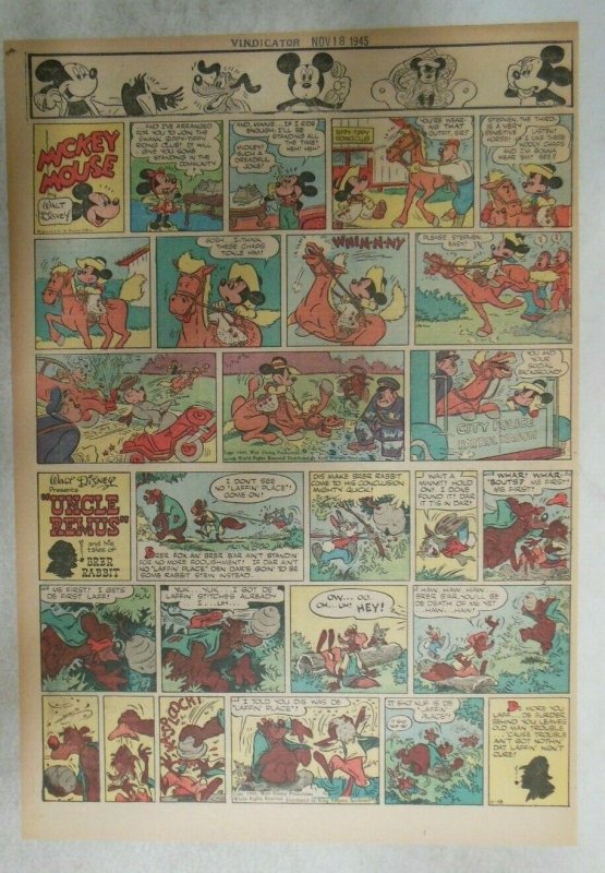 Mickey Mouse Sunday Page by Walt Disney from 11/18/1945 Tabloid Page Size 