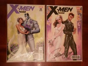 X-MEN GOLD #30 J SCOTT CAMPBELL EXCLUSIVE SIGNED TWO COVER SET 