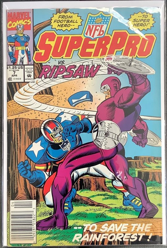 NFL SuperPro #7 Newsstand Edition (1992, Marvel) VF/NM