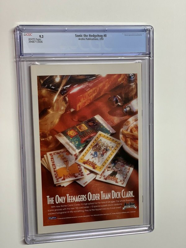 Sonic the hedgehog 0 cgc 9.2 newsstand edition archie 1993