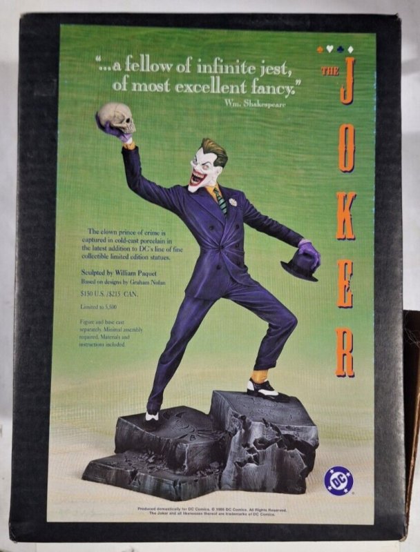 JOKER  LIMITED EDITION PORCELAIN STATUE (1995) 3131/4650 DC COMICS W Paquet