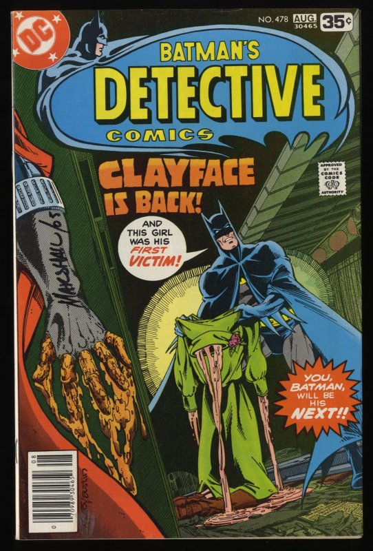 Detective Comics #478 FN+ 6.5 Batman! Signed by Marshall!