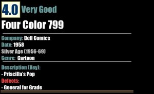 Four Color 799 (1958) VG Priscilla's Pop Dell Comics