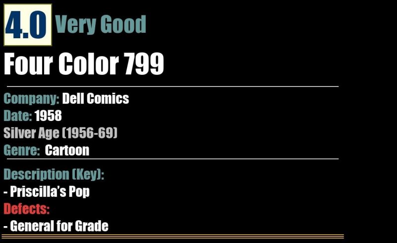 Four Color 799 (1958) VG Priscilla's Pop Dell Comics