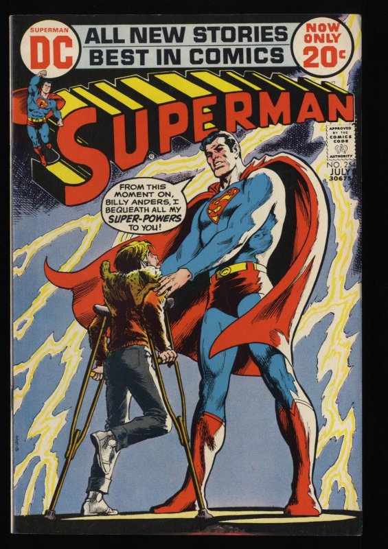 Superman #254 FN 6.0 Tongie Farm Collection Neal Adams Cover!