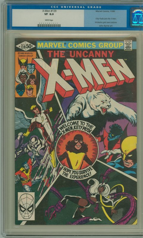 The X-Men #139 (1980) CGC 8.0! Kitty Pryde Joins the X-Men!