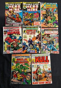 MARVEL BRONZE AGE COMIC LOT MOST VG-FN+ AVENGERS, FANT. 4, DAREDEVIL, LUKE CAGE