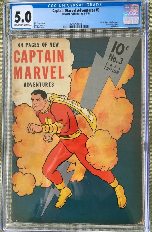 CAPTAIN MARVEL ADVENTURES #3 CGC 5.0 -- SIVANNA APPEARANCE C.C. BECK SHAZAM