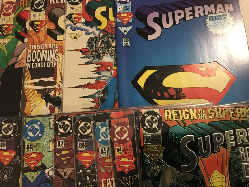 Superman #78 - 89, 91, 92 lot / run : DC 1993-94 NM-; 14 issues, Chrome 82 incld