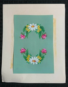 EASTER SUNDAY White Pink & Yellow Flower Border 8x10 Greeting Card Art #E2615 