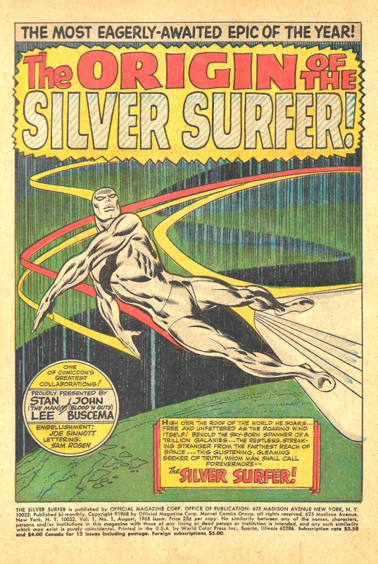 SILVER SURFER #1 (Aug1968) 8.0 VF  Buscema! Colan! • Iconic 1st Issue!