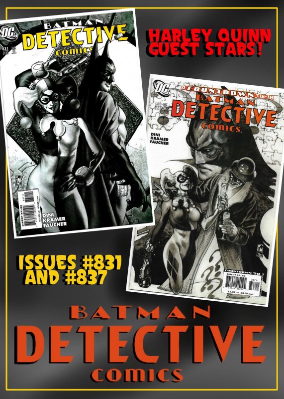 DETECTIVE COMICS #831, 837 (2007) 8.0 VF  Paul DINI!   2 HARLEY QUINN covers!