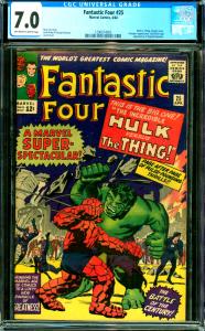 Fantastic Four #25 CGC Graded 7.0 Hulk v. Thing Classic Cover, Avengers App.