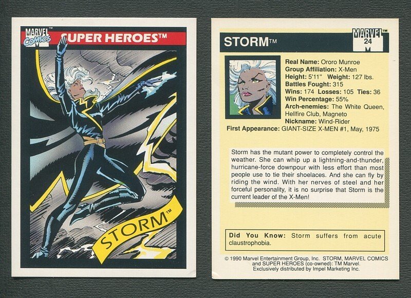 1990 Marvel Comics Card  #24  (Storm)   NM