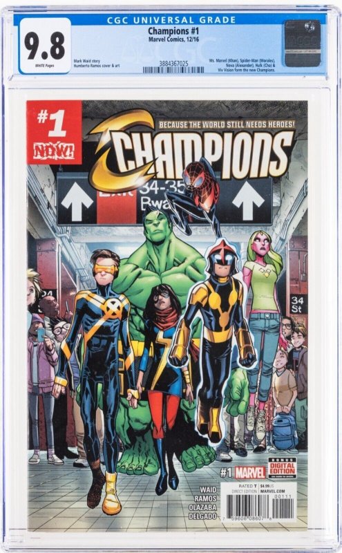 Champions #1 CGC 9.8 (2016) Ms Marvel, Spider-Man, Nova, Hulk, Vision new lineup