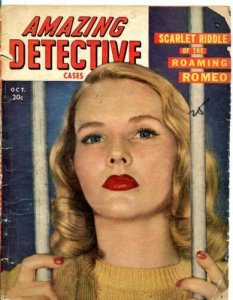 AMAZINE DETECTIVE CASES-OCT/1948-WARY WIDOWS-PAWNS OF JEALOUSY-SLAYER'S SO FR/G 