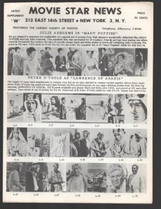 Movie Star News Mail Order Sales Catalog Supplement #W 1960's-Irving Klaw-8 x...