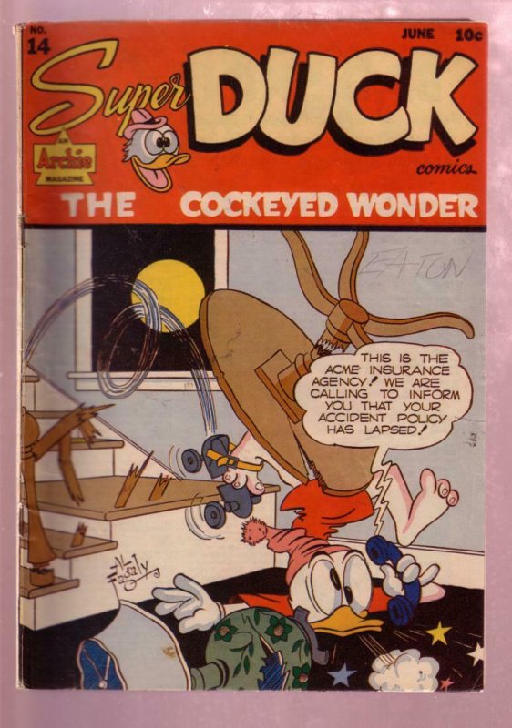 SUPER DUCK #14 1947 ROLLER SKATE COVER-VIOLENT STORIES VG/FN 