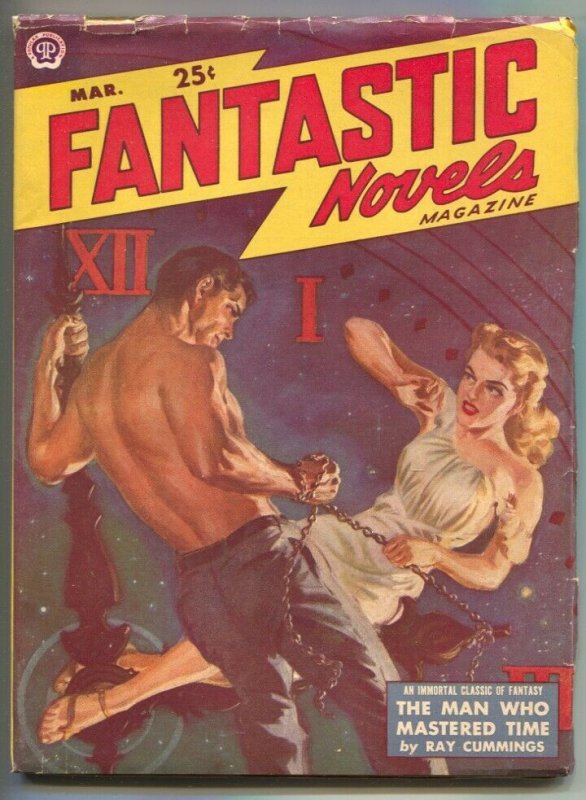 Fantastic Novels 3/1950-Popular-Norman Saunders GGA cover-Ray Cummings Man W...