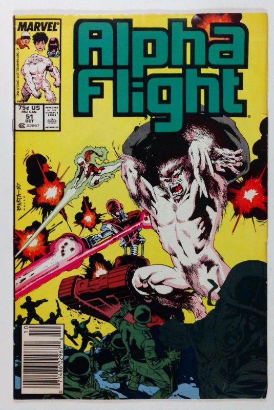 Alpha Flight #51 (1987) NEWSSTAND. 1st Full artwork by Jim Lee 