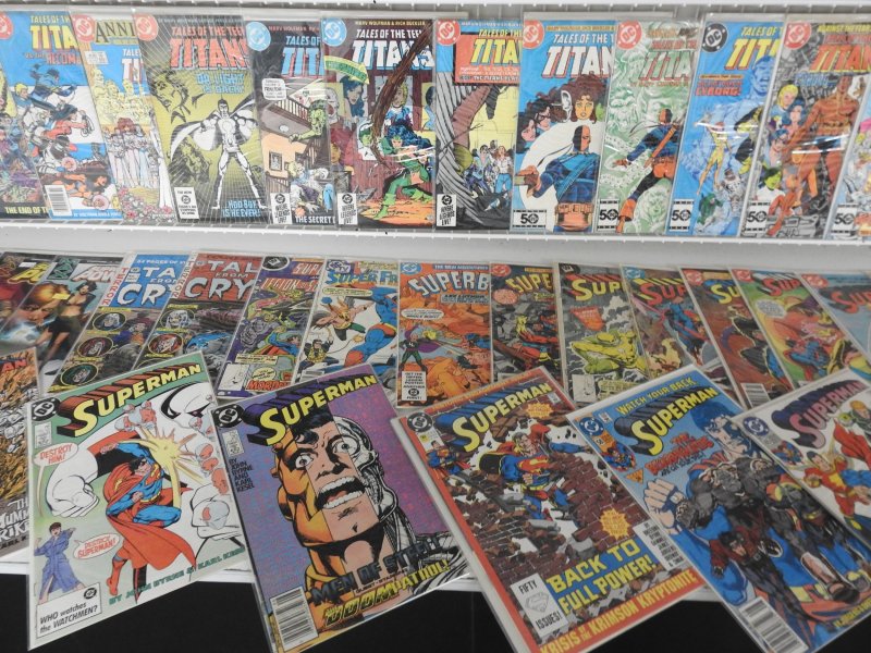 Huge Lot of 140+ Comics W/ New Teen Titans, Superman, Superboy Avg. VF- Cond.